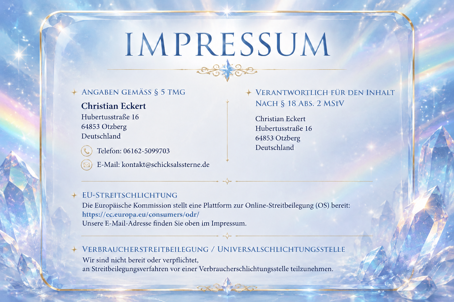 Impressum von Schicksalssterne